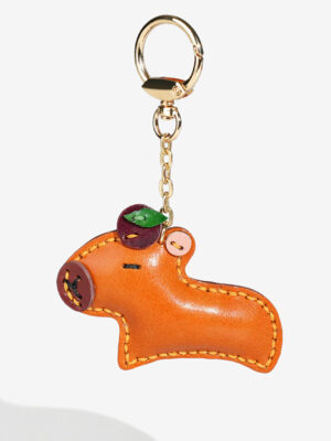 Vegetable Tanned Leather Capybara Handmade Keychain