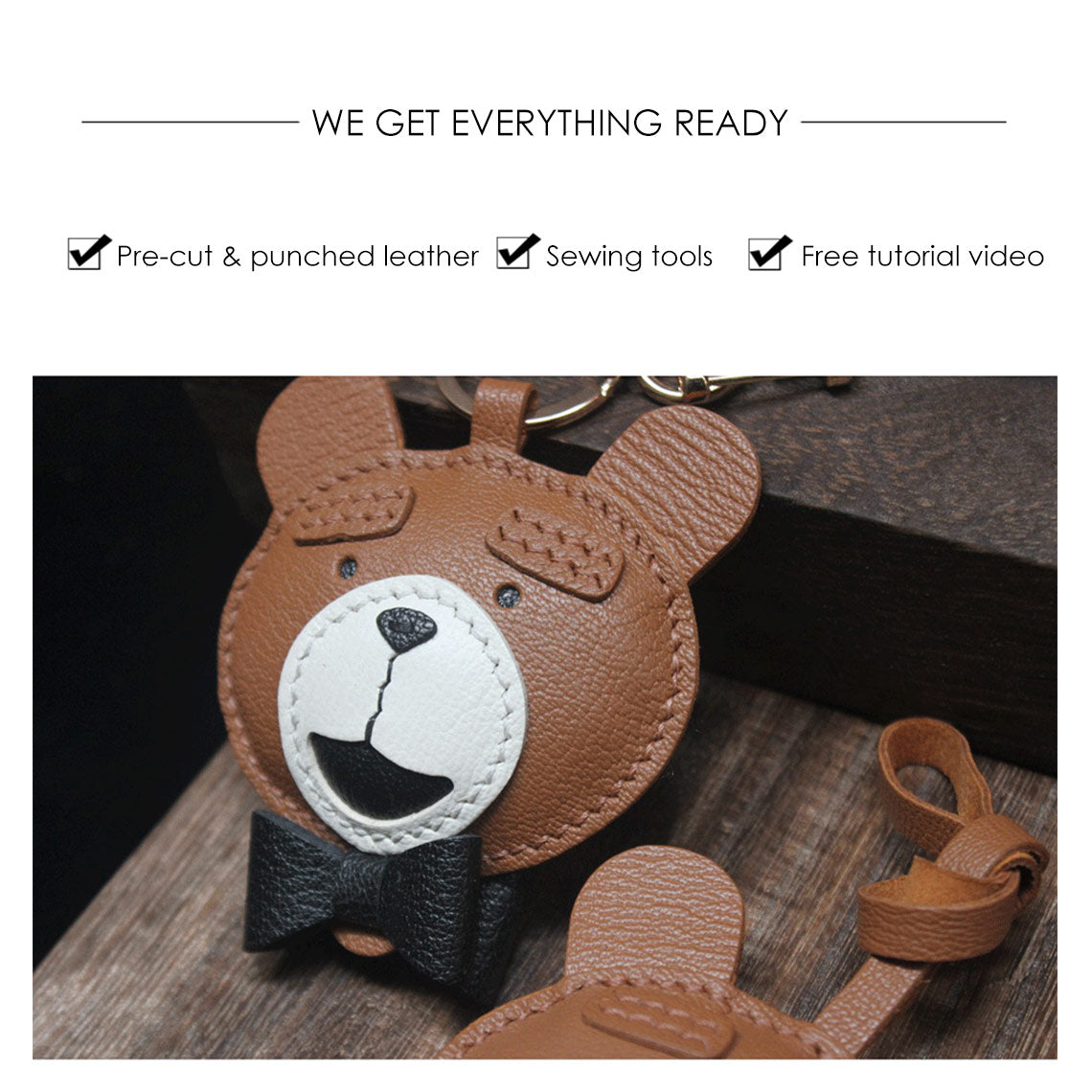 G8activist® Leather Double Faced Ted Keychain DIY Kits - Image 5
