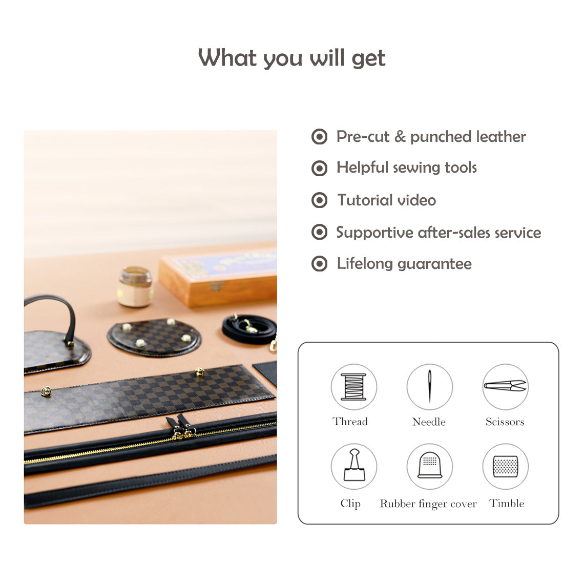 G8activist® Top Grain Leather Checker Bucket Bag DIY Kits - Image 4