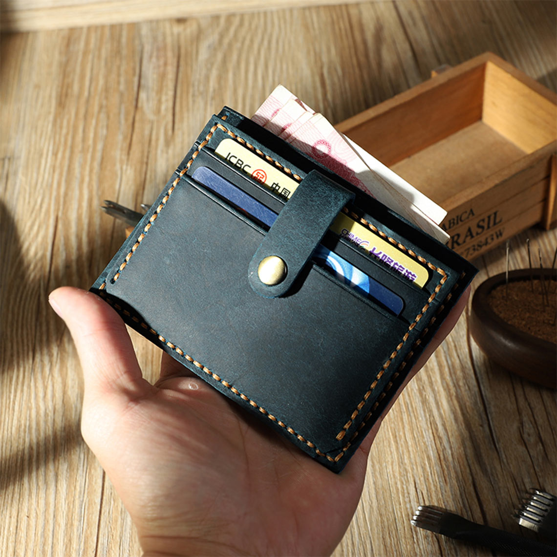 G8activist® Crazy Horse Leather Double Card Holder DIY Kits - Image 2