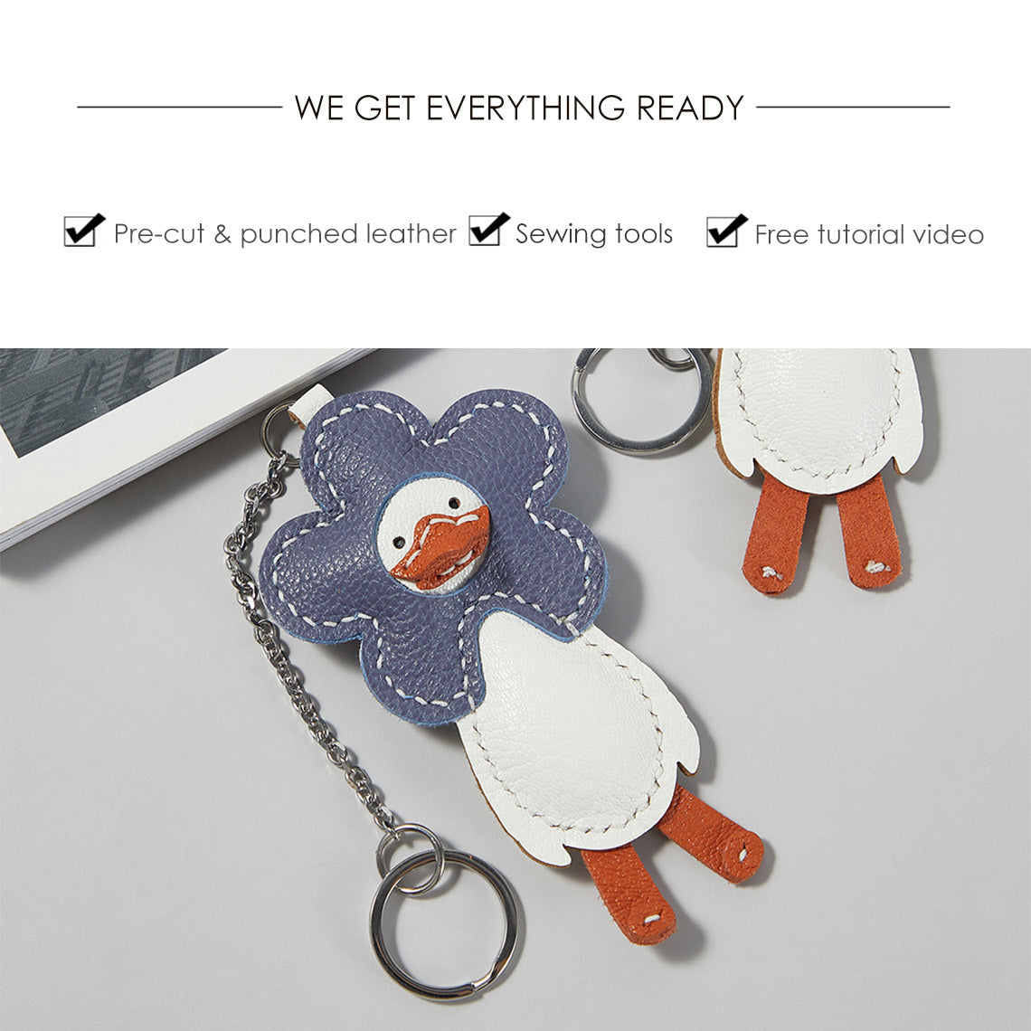 G8activist® Sheep Leather Happy Duck Keychain DIY Kits - Image 3
