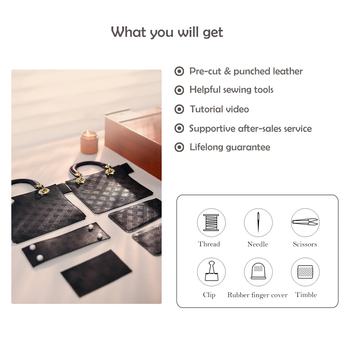 G8activist® Top Grain Leather Inspired Lady Handbag DIY Kit - Image 4