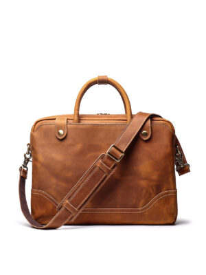 Crazy Horse Leather Men's Briefcase Handbag