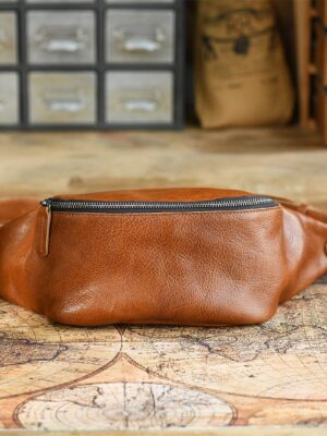 Vegetable Tanned Leather Men Fanny Pack Bag