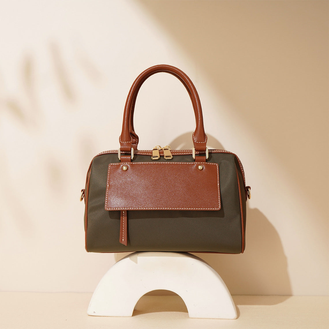 Leather Women Light Boston Handbag - Image 4