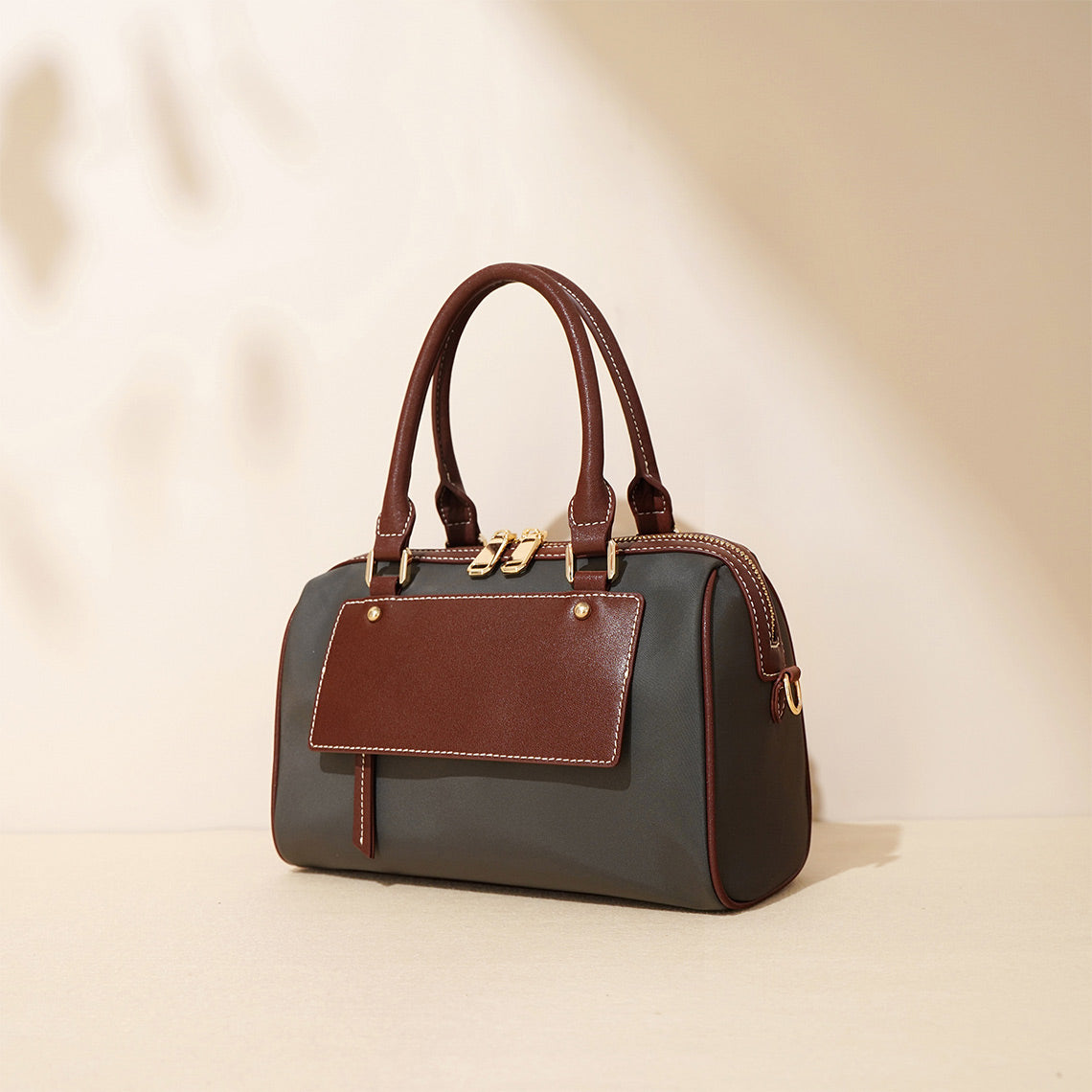 Leather Women Light Boston Handbag - Image 5