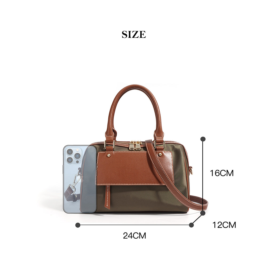 Leather Women Light Boston Handbag - Image 7