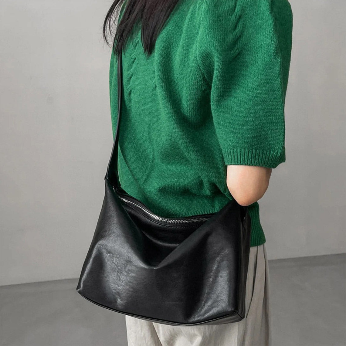 Vegetable Tanned Leather Minimalist Shoulder Bag - Image 8