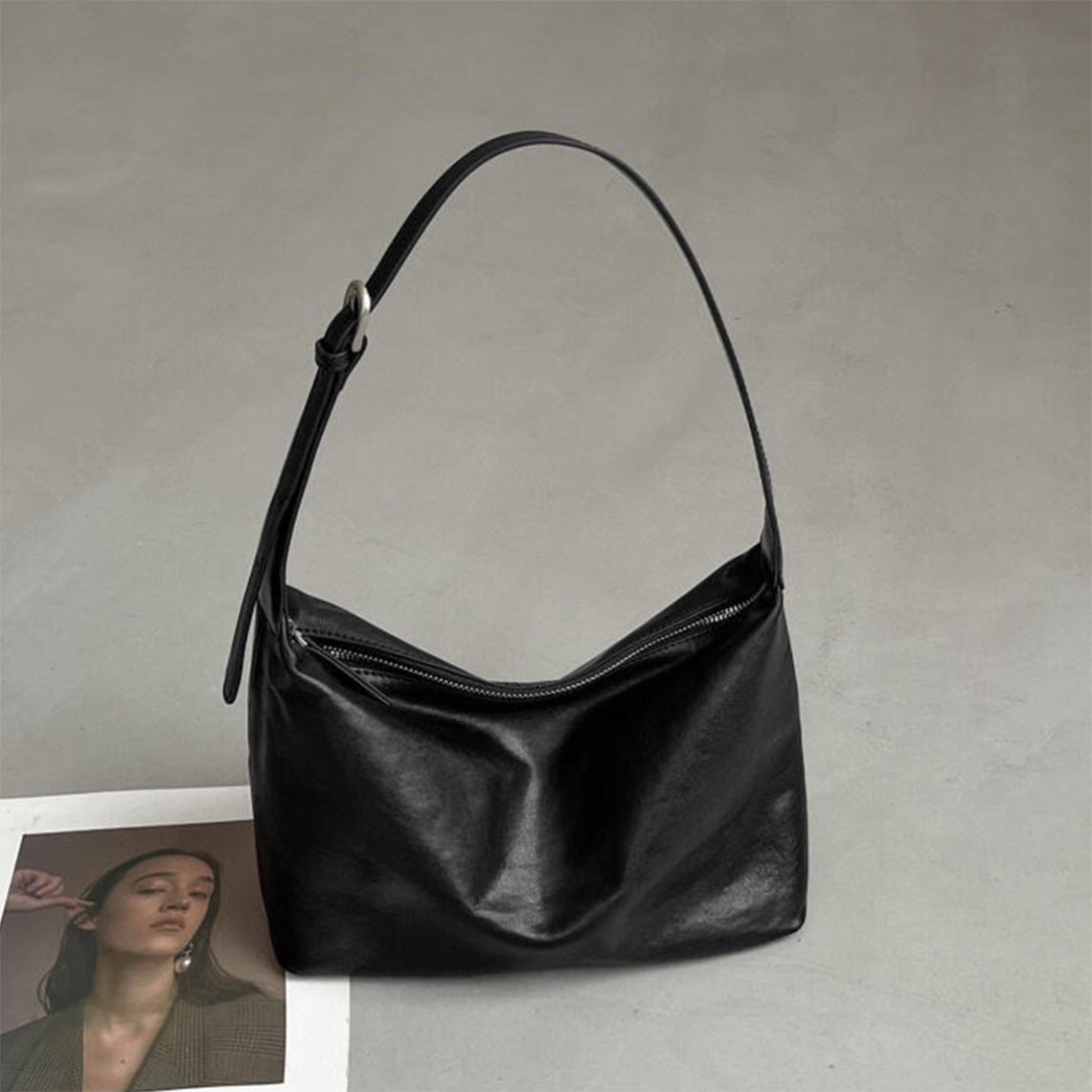 Vegetable Tanned Leather Minimalist Shoulder Bag - Image 2