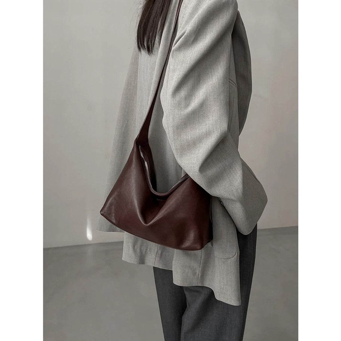 Vegetable Tanned Leather Minimalist Shoulder Bag - Image 6