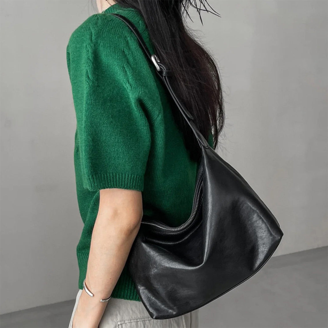 Vegetable Tanned Leather Minimalist Shoulder Bag - Image 7