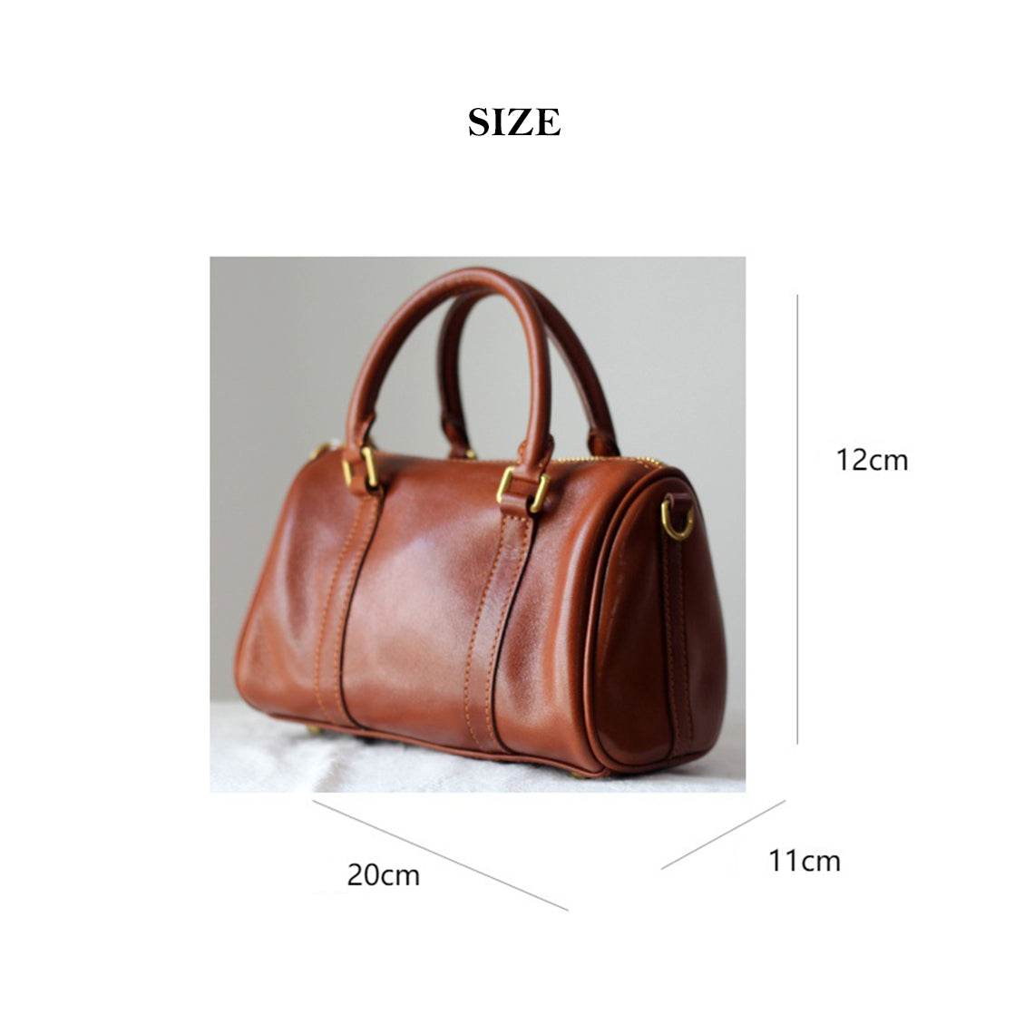 Vegetable Tanned Leather Small Boston Handbag - Image 3