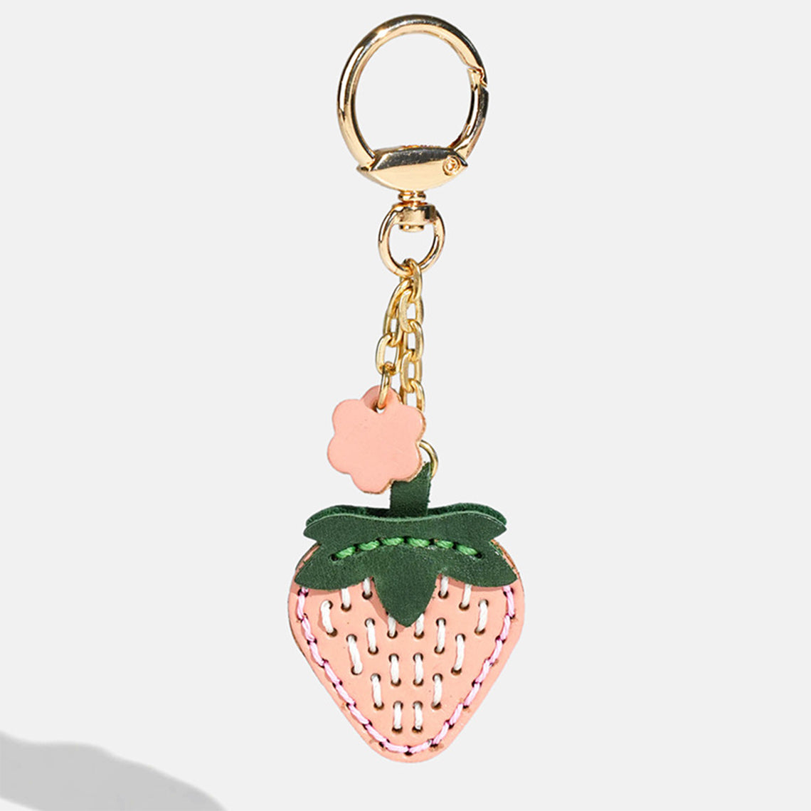 Vegetable Tanned Leather Sweet Strawberry Keychain - Image 3