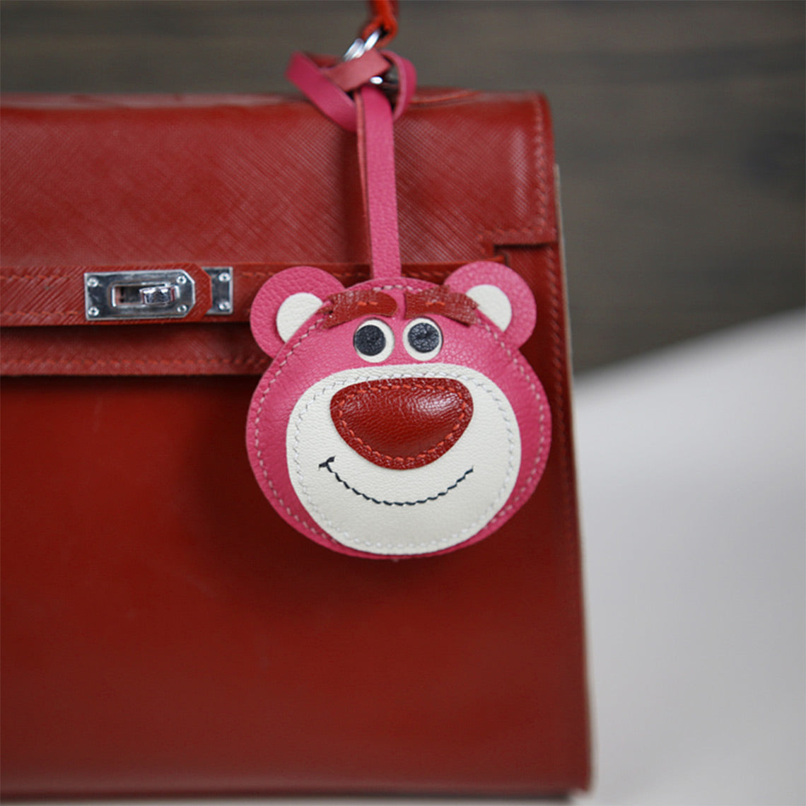 G8activist® Leather Pink Strawberry Bear Bag Charm DIY Kit - Image 6