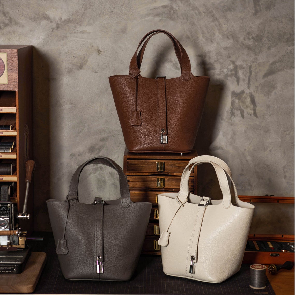 G8activist® Top Grain Leather Lady Picotion Lock Totes Bag DIY Kit - Price Drop at Checkout - Image 10