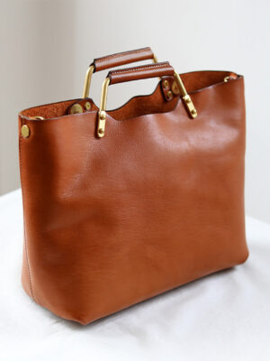 Vegetable Tanned Leather Vintage Tote Handbag