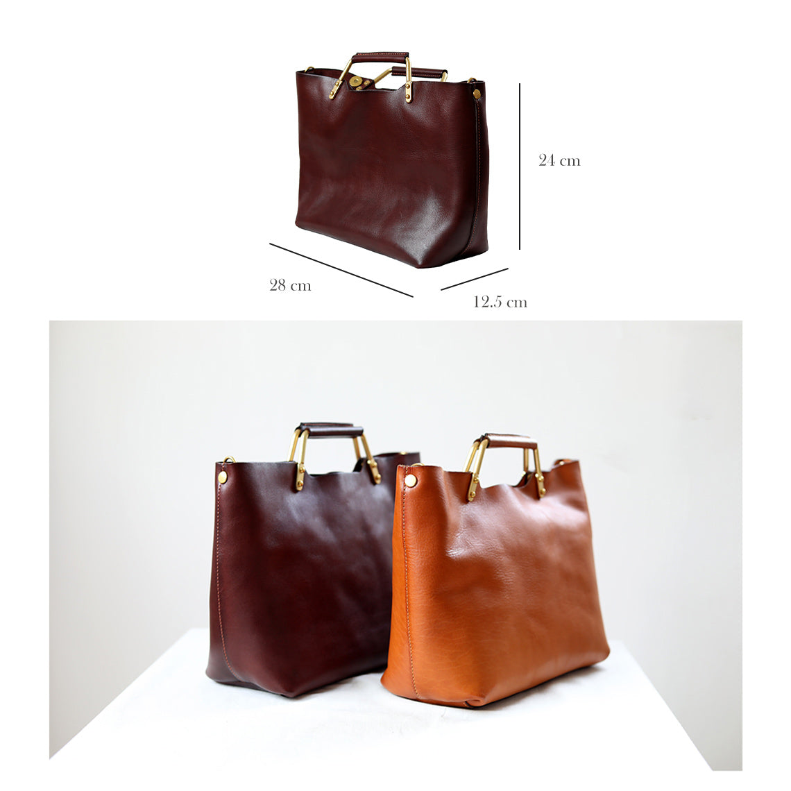Vegetable Tanned Leather Vintage Tote Handbag - Image 5