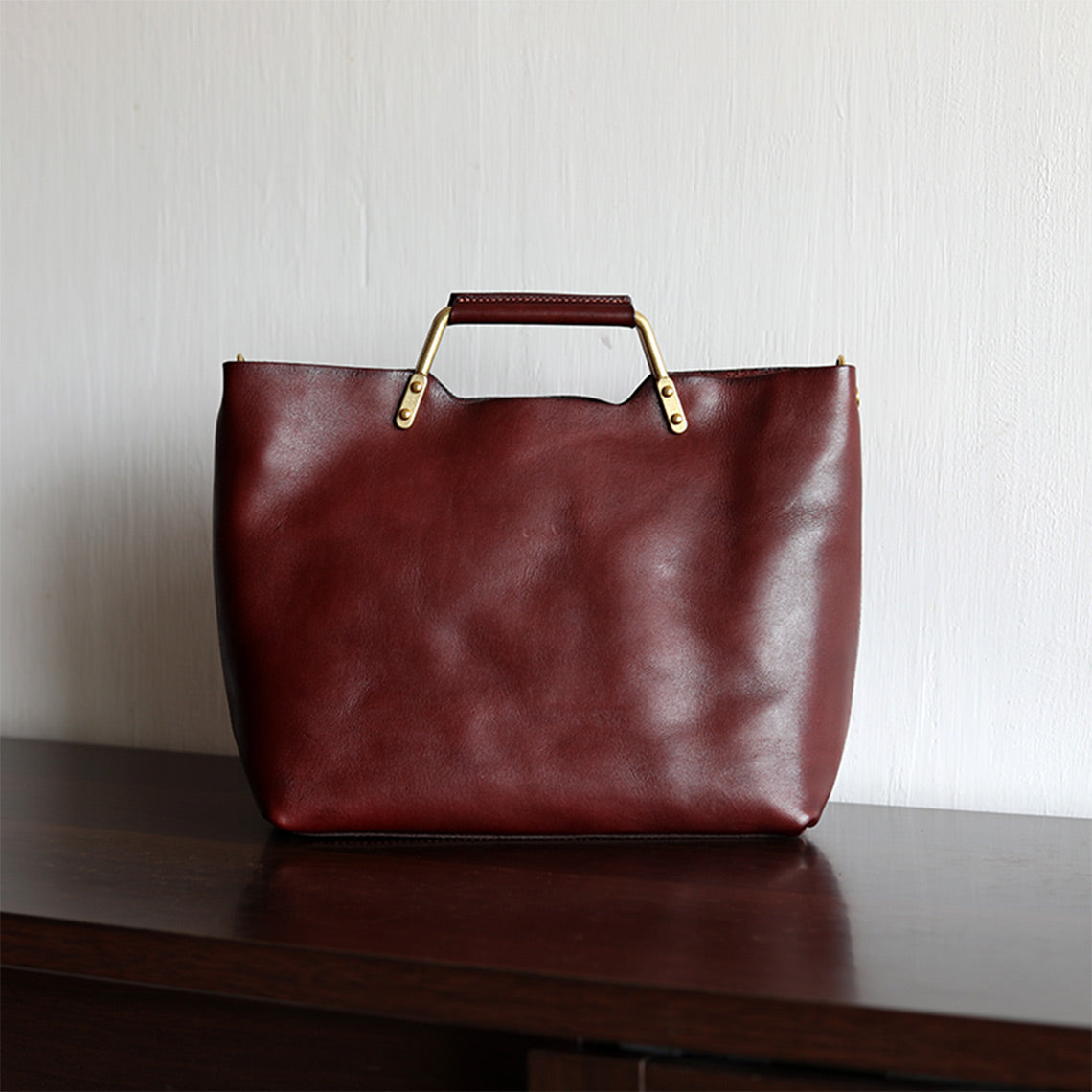 Vegetable Tanned Leather Vintage Tote Handbag - Image 2