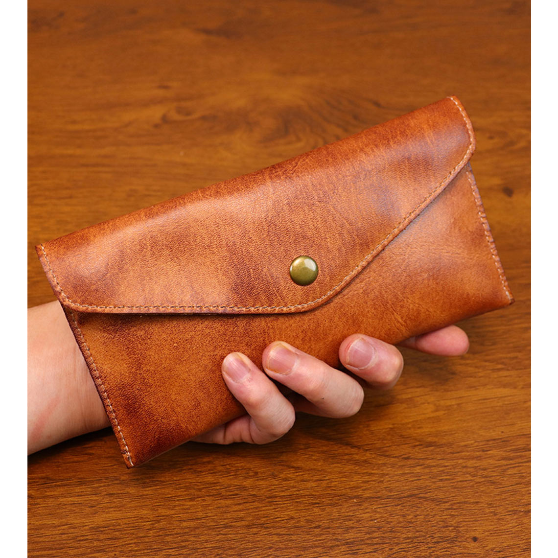 Vegetable Tanned Leather Envelope Wallet - Image 3