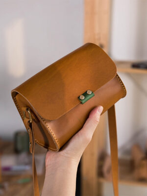 G8activist® Full Grain Leather Women Round Satchel Bag DIY Kit