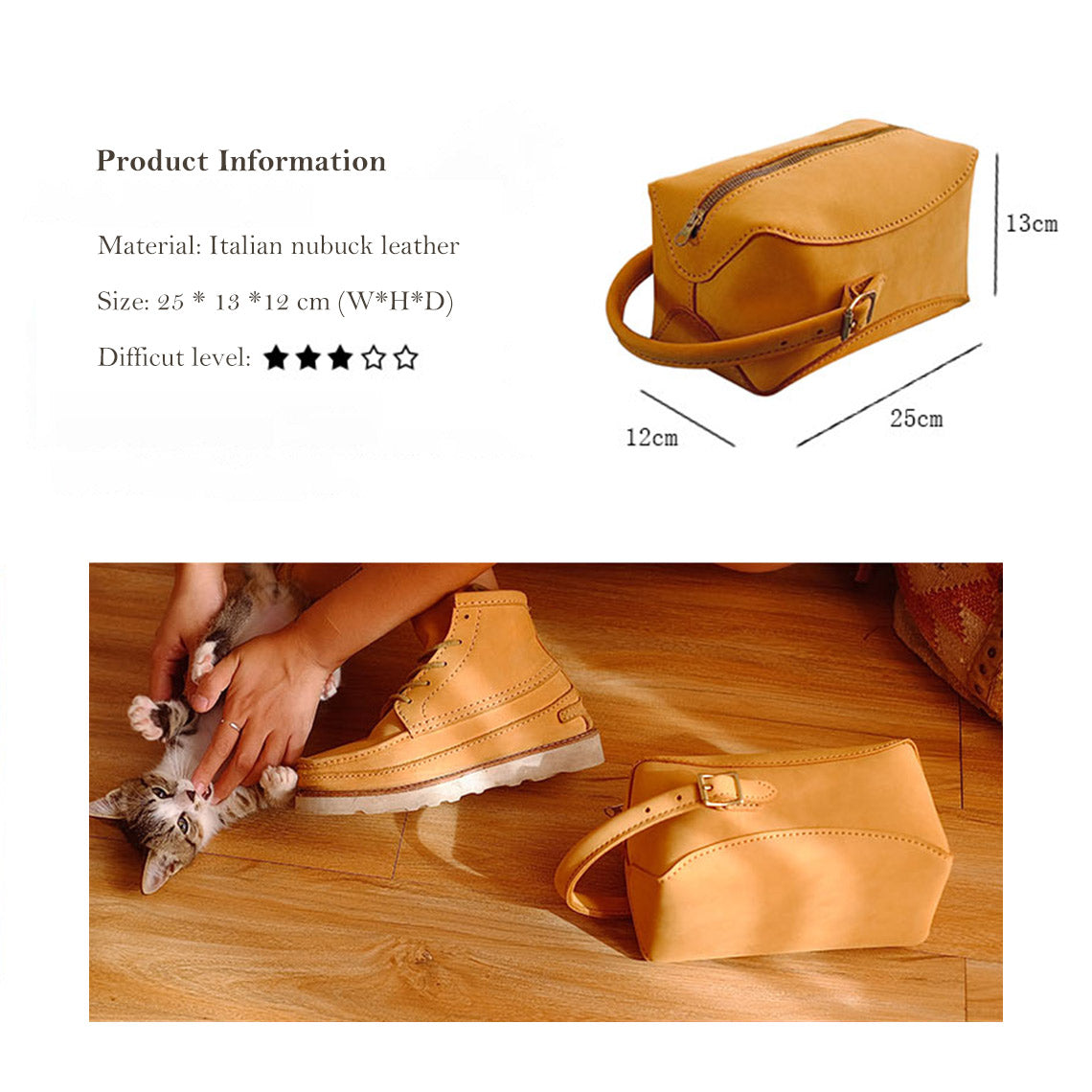 G8activist® Nubuck Leather Makeup Bag & Toiletry Bag DIY Kit - Image 5