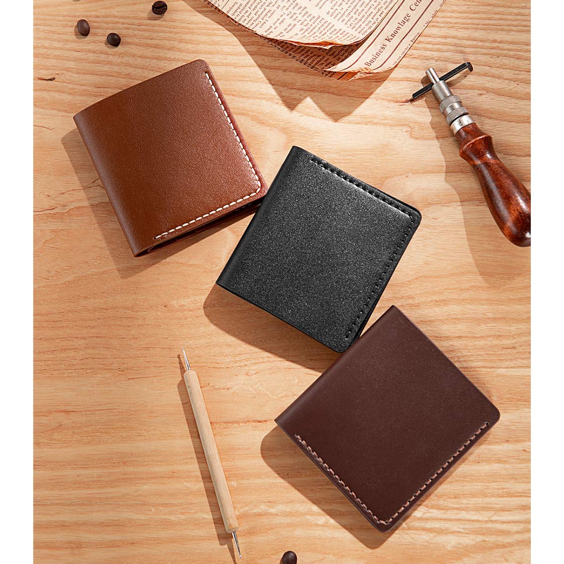 G8activist® Full Grain Leather Men's Bifold Wallet DIY Kit - Image 7