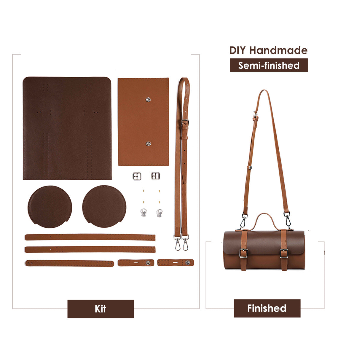 G8activist® Leather Cylinder Satchel Top Handle Bag DIY Kit - Image 10