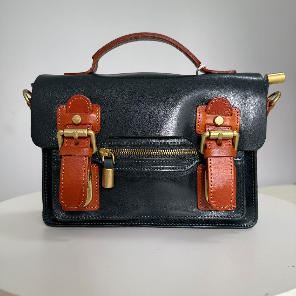 Vegetable Tanned Leather Vintage Women Satchel Bag - Image 15