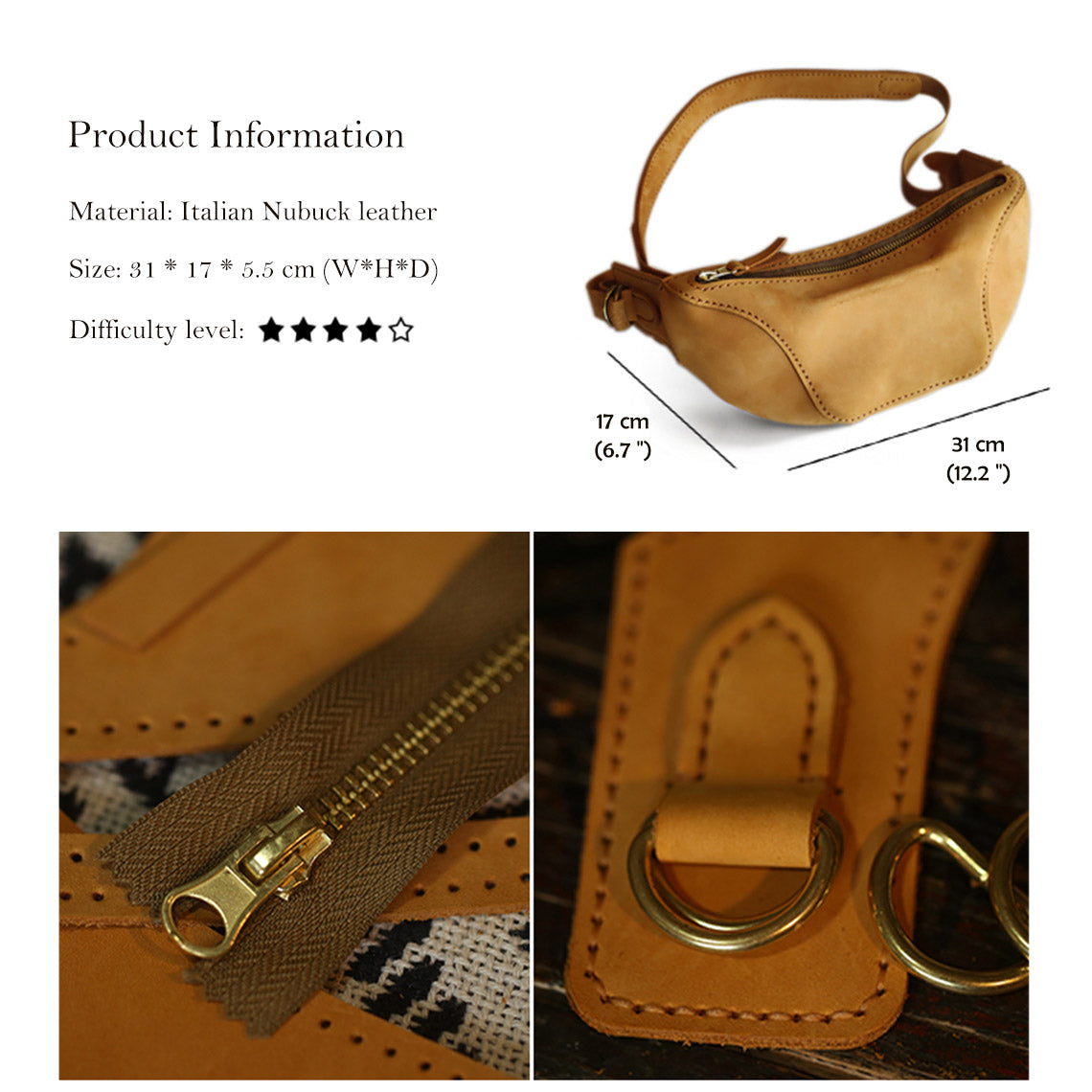 G8activist® Nubuck Leather Fanny Pack Bum Bag DIY Kit - Image 5