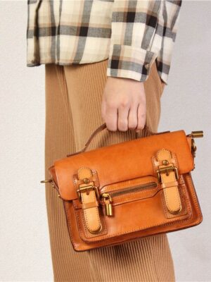 Vegetable Tanned Leather Vintage Women Satchel Bag