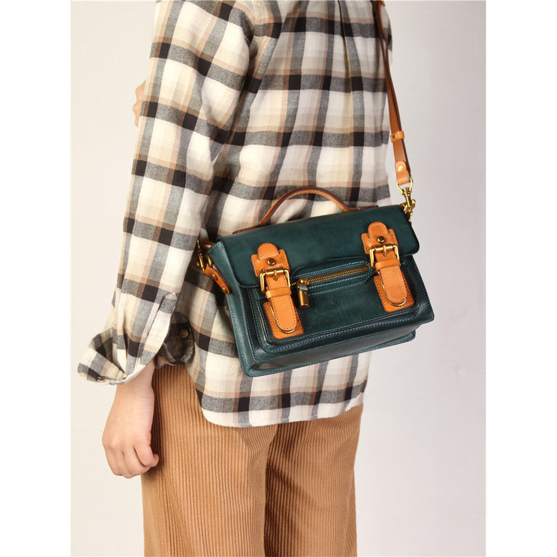 Vegetable Tanned Leather Vintage Women Satchel Bag - Image 9